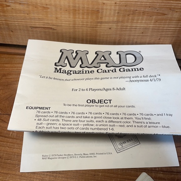 1979 Instructions to a 1980 "MAD" card game! All pieces and Madness Included! - Picture 7 of 16
